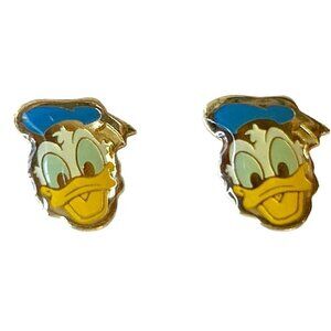 Vintage Disney Parks Donald Duck Enamel Post Pierced Earrings Animation Cartoon